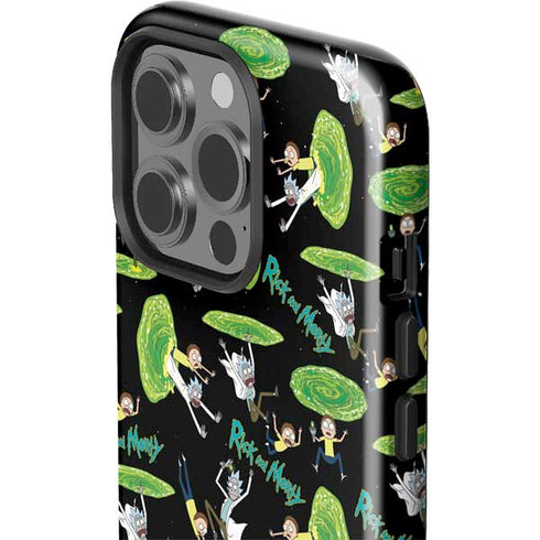Adult Swim Rick and Morty Portal Pattern iPhone 15 Pro Impact Case